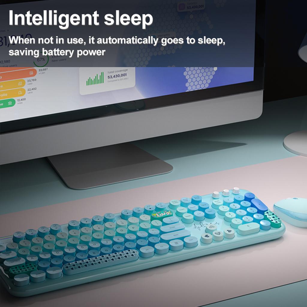 MOFII Wireless Keyboard and Mouse Set Lovely HighQuality Mixed Color 104 Keys USB Receiver Office