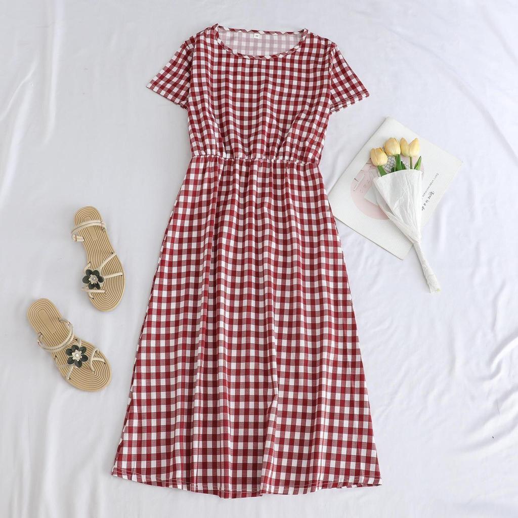 Elegant Mid-Length Short-Sleeved Dress for Middle-Aged and Elderly Women - Fashionable and Age-Reducing