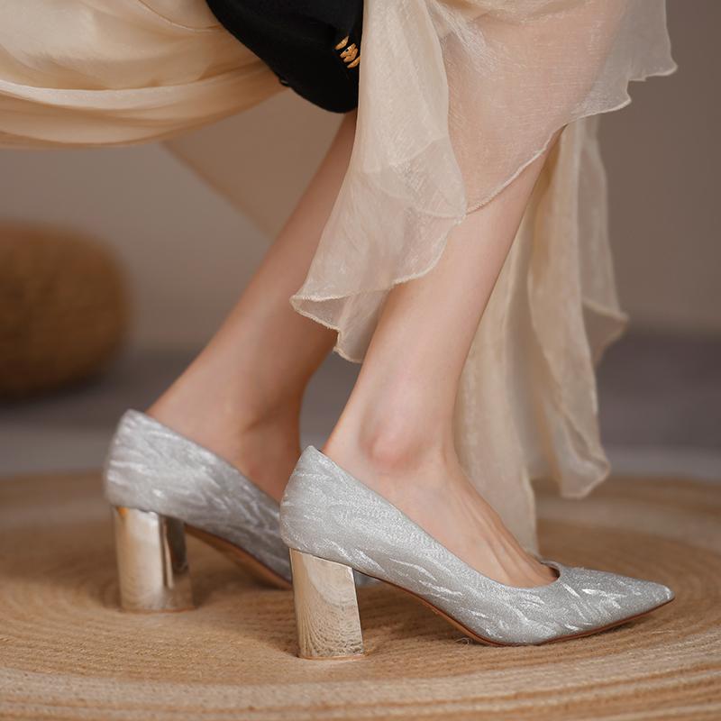 

Fashion Women s Pumps High Heels Shoes Elegant Evening Party Shallow Mouth Medium Thick Heel Pointed Toe Slip on Pump Sexy Ladies Shoes 34