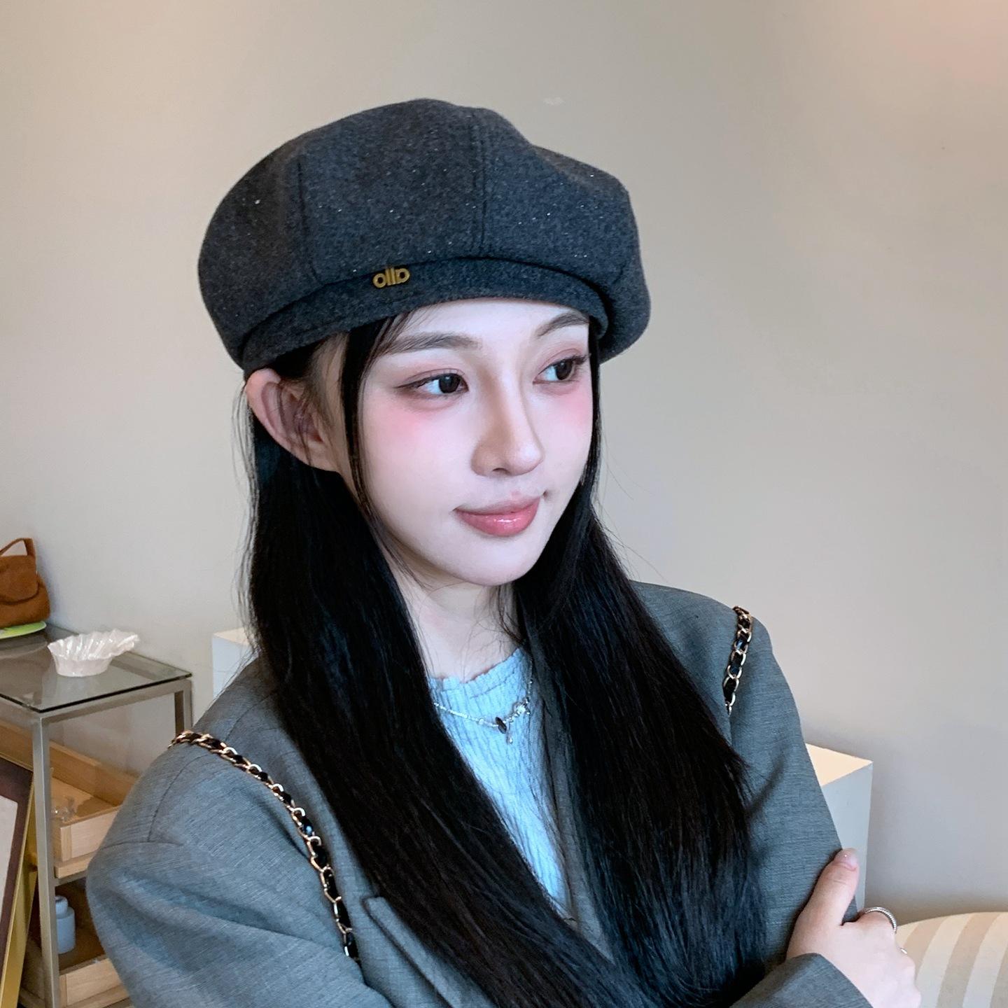 

Beret Women s Autumn and Winter Pumpkin Hat New Style Showing Face Small Korean Painter Hat Fashionable Versatile Octagonal Hat Trendy
