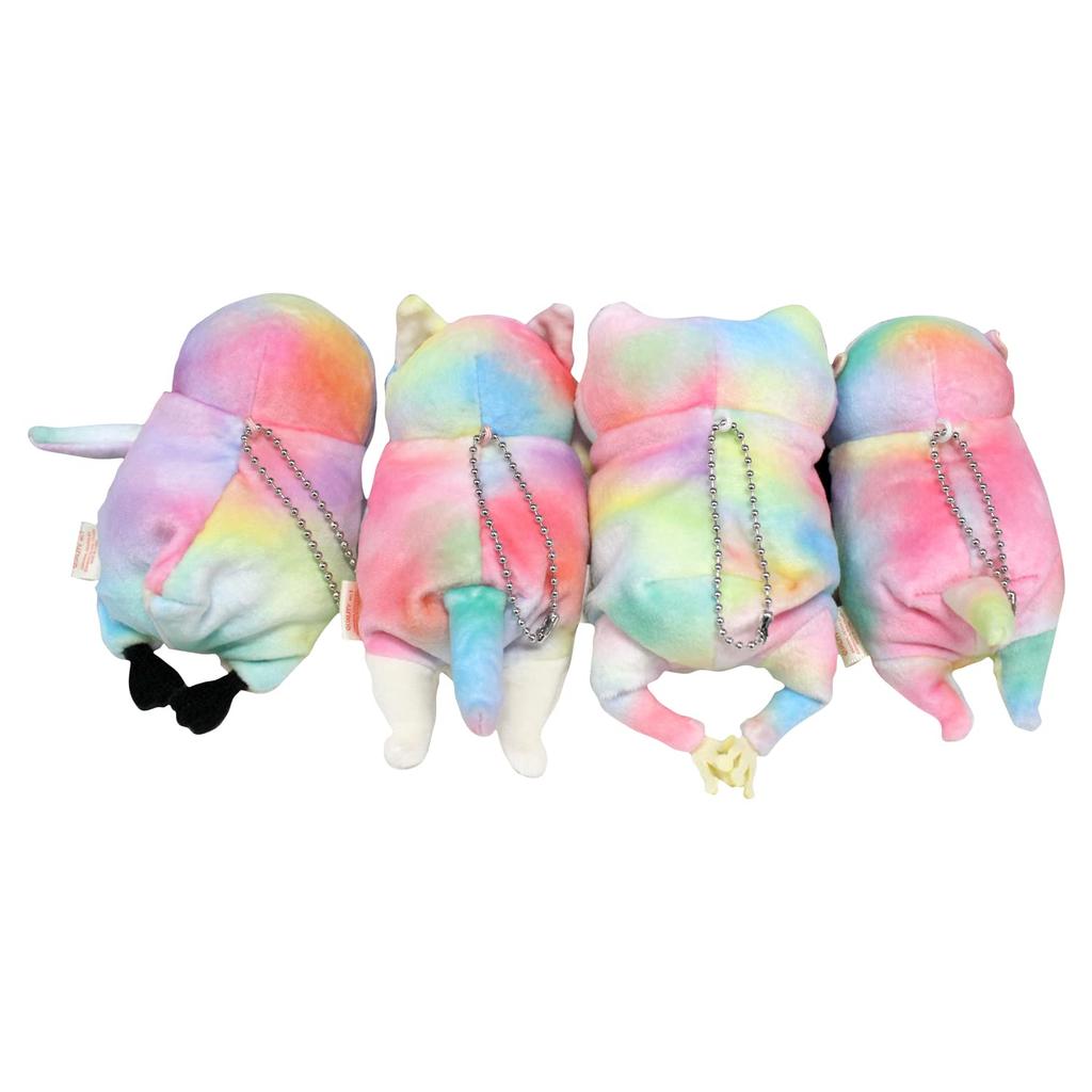 Shinada Global Mochi Series Mochi Neko Rainbow (mini) 7 X 5 X 14cm Plush Cat Animal MONE-0088R