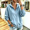Women's Hooded Cardigan with Pockets, Long Sleeve Casual Open Front Sweatshirt