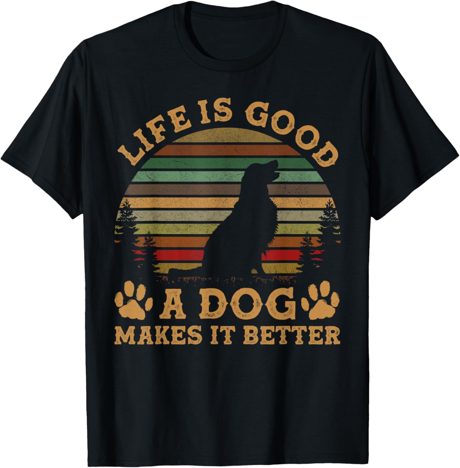 Dog Lover Life Is Good Makes It Better Vintage Graphic TShirt Men Casual Cotton Tee - Men s Summer Cotton Graphic Tee S разноцветный