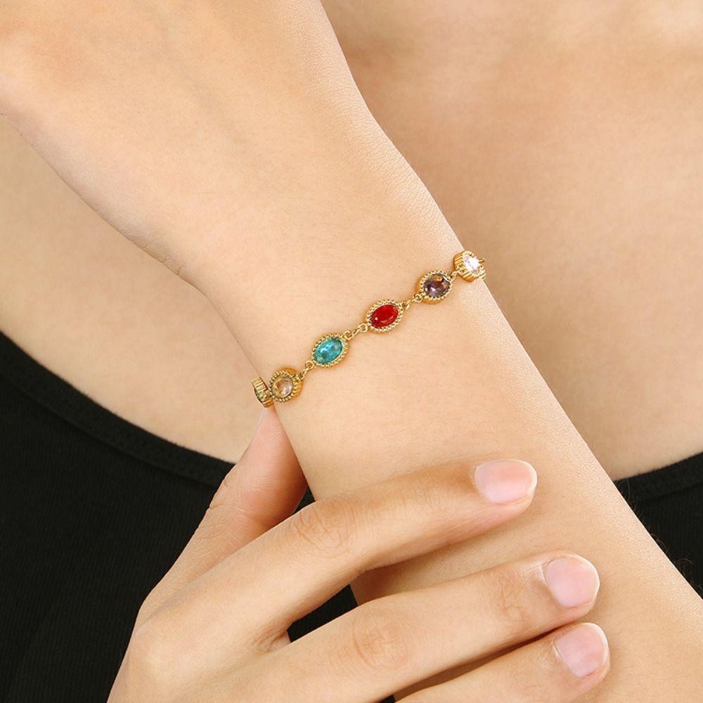 Stainless Steel Charm Bracelet Adjustable Hand Chain Vintage Wrist Chain  Gift