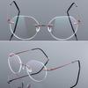 Foldable Leg Geometric Myopia Glasses Metal No-Rim 1.61 index Anti-blue Light Rx Spectacles 0 -0.5 -0.75 To -6