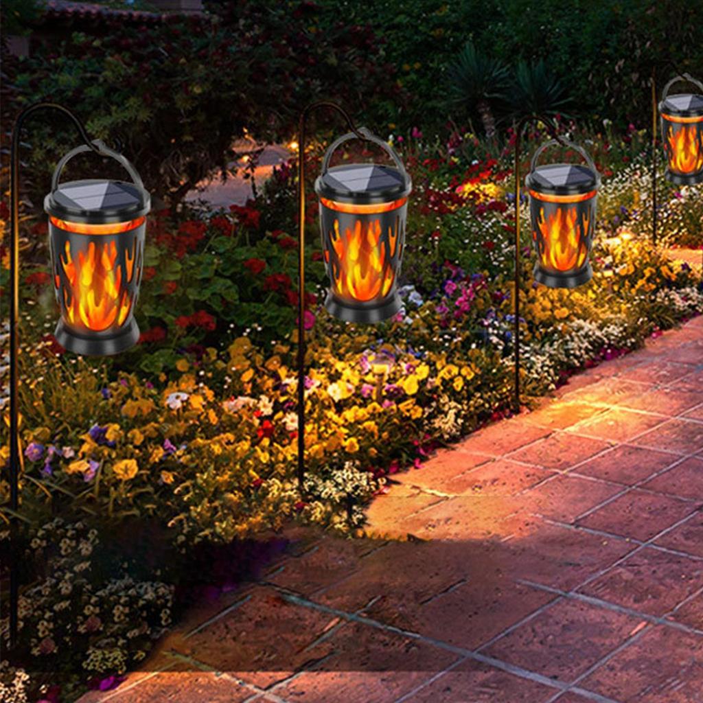 Solar Lantern Flickering Flame Outdoor Lantern Lights Ambient Lighting Waterproof Outside Lights for Garden Decor Pathway Yard