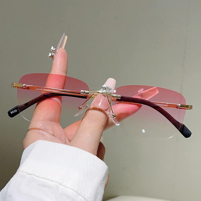 Vintage Rimless Sunglasses Men New Fashion Multi-color Casual Shades Women Trendy Luxury Brand Design Decor Sun Glasses