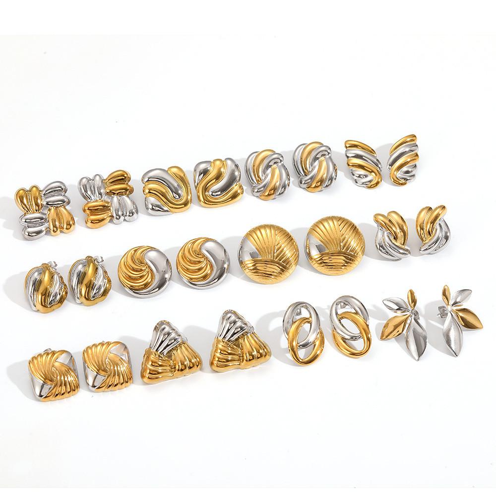 Boucles d'oreilles géométriques modernes en acier inoxydable pour femmes avec surface plaquée et look élégant