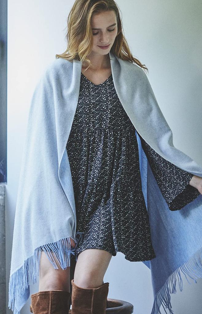 GILDARA RV75 Cashmere Reversible Large Wave Stole for Men and Women Gray x Large Blue 100% (Sky (D0110))