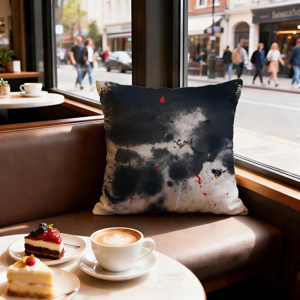 Ink Wash Texture Cushion Cover Set of Decorative Short Plush Pillow Covers for Sofa Soft Cushion Case x cm