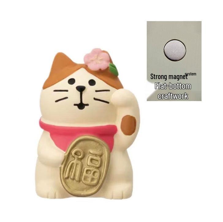 Japanese Cat Magnet: Cute Resin Sticker & Message Clip Toy for Refrigerator Decor