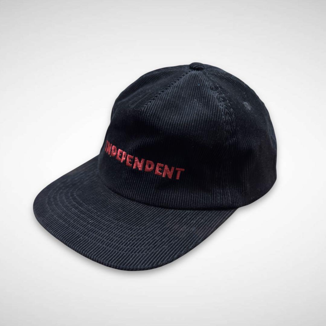 

[USED] INDEPENDENT Black Corduroy Cap Embroidered Logo Snapback Skateboard