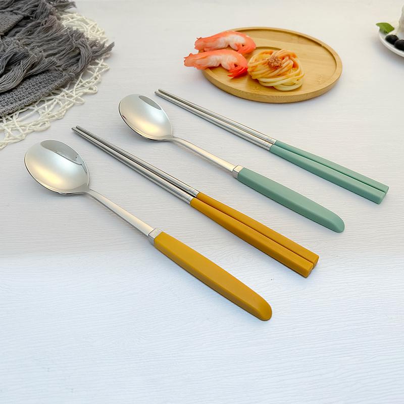 Set Tacâmuri Coreene Oțel Inoxidabil 304 Set Tacâmuri de Înaltă Calitate Set Cină Set Lingură Bețișoare Veselă 8 Buc Seturi Tacâmuri