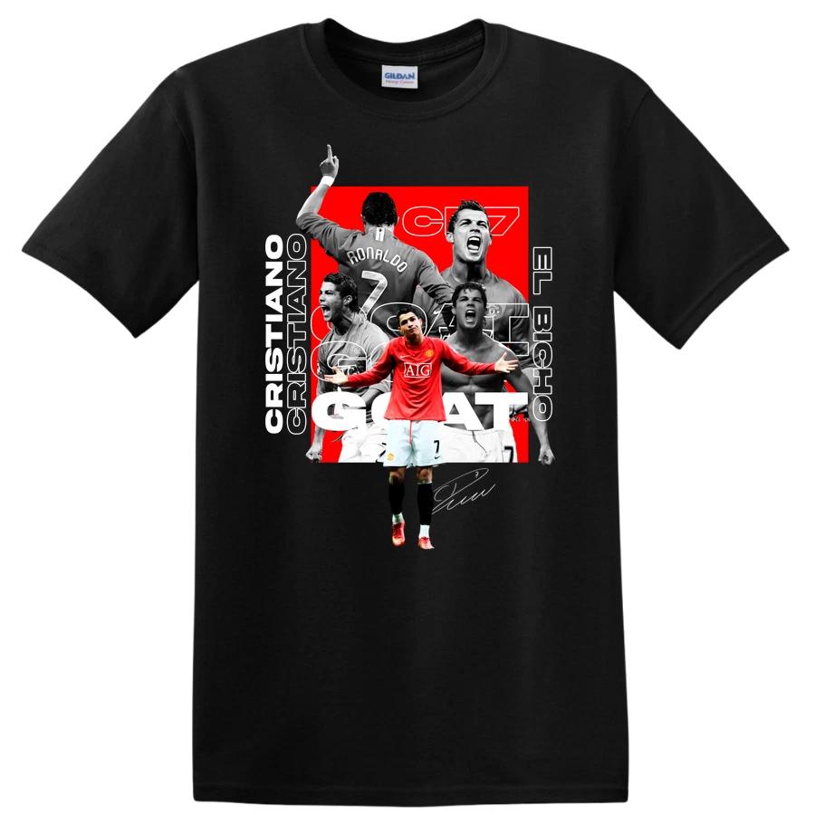 GOAT Soccer Legend T Shirt Cristiano Ronaldo Fan Tee Red Graphic Design M