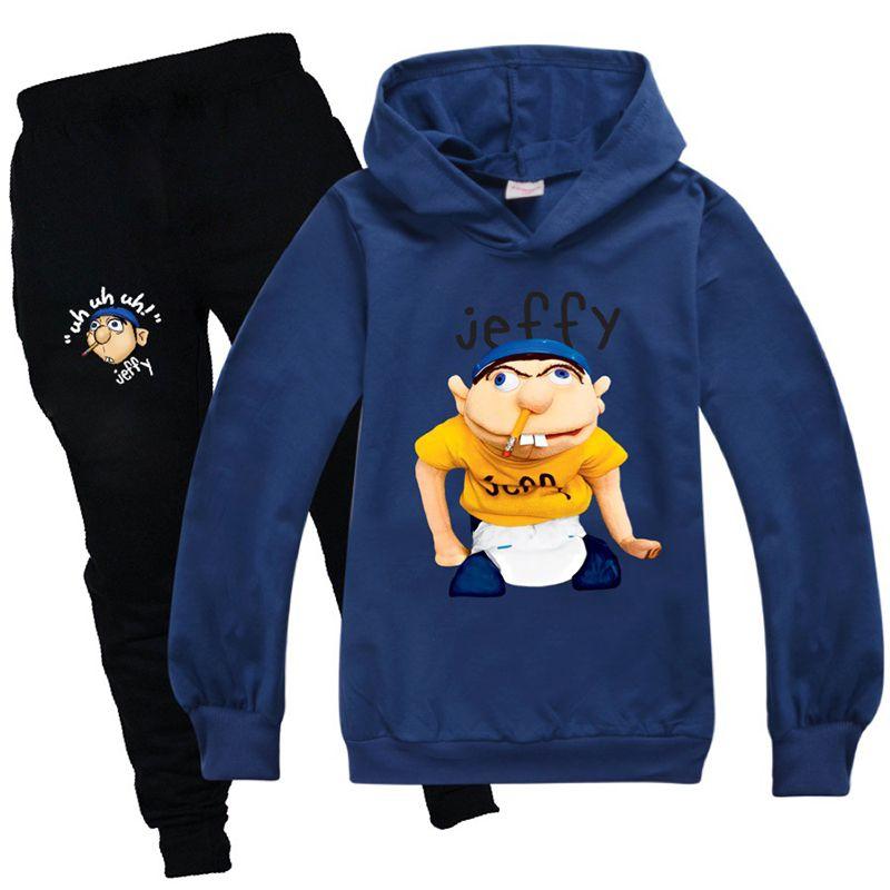 Jeffy Puppet Hoodies voor kinderen, casual trainingspakken voor lente en herfst, met heldere digitale print en verfijnde stiksels.