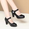 Cheongsam Schuhe Modell Laufsteg High Heels dicker Absatz Damenschuhe wasserdicht Tisch Dameneinzelne Schuhe schwarze Schuhe
