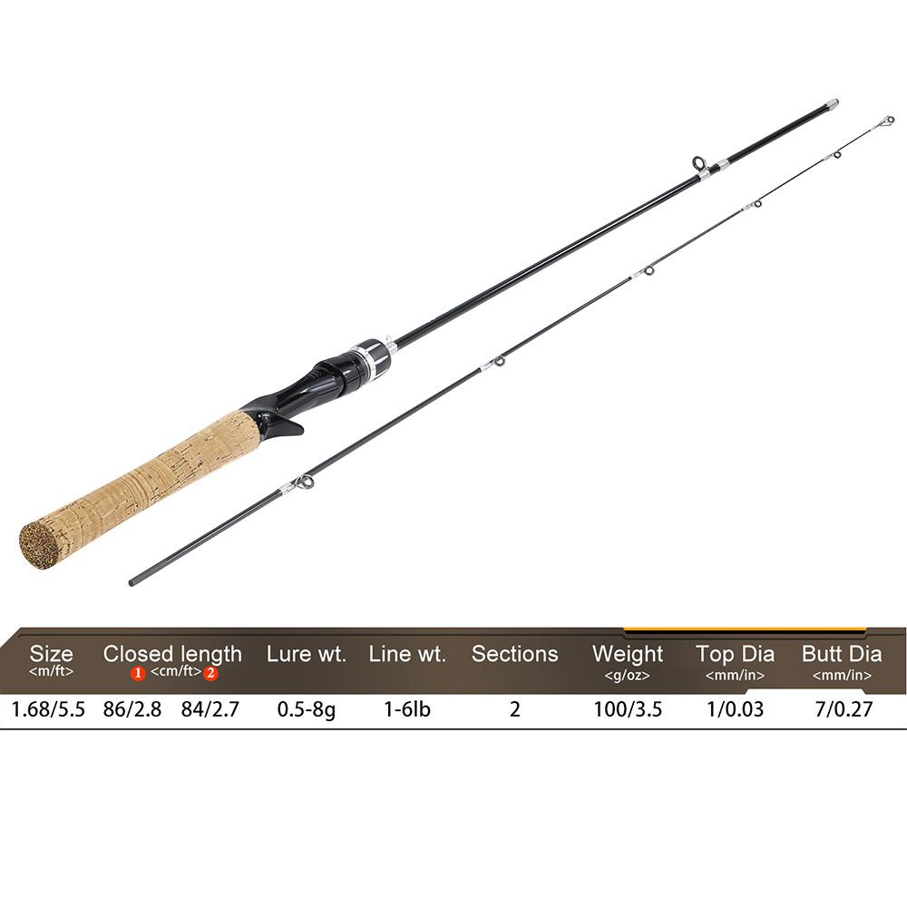 

Спиннинговое удилище 1.68/1.8м Сверхлегкое удилище из углеволокна Удилище для бейткастинга Форель Окунь для рыбалки Песка