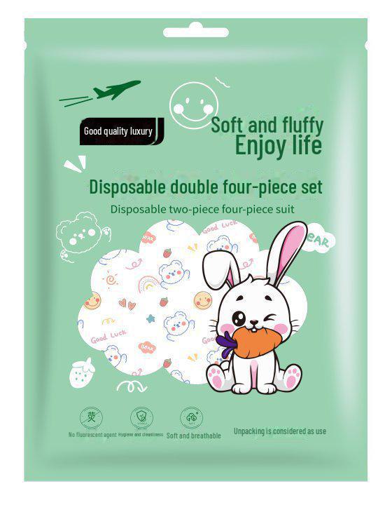 "Travel Double Bedding Set: Disposable Printed Quilt Cover, Pillowcase, Sheet"