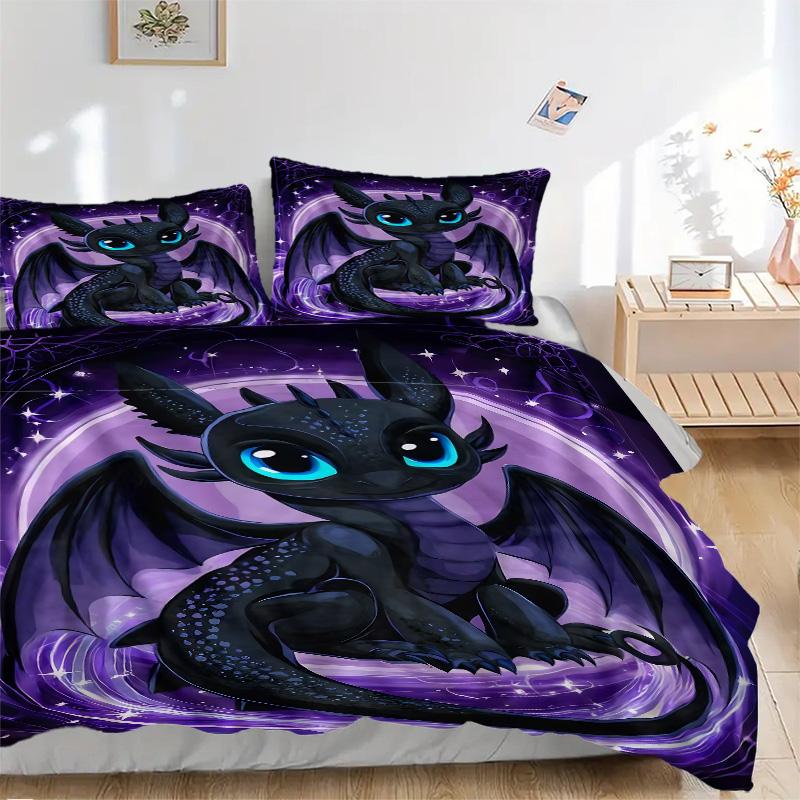 Magical Dragon Flight Print 3Pcs Bedding Setduvet Cover With 2 Bedropillowcase Home Birthday Gift