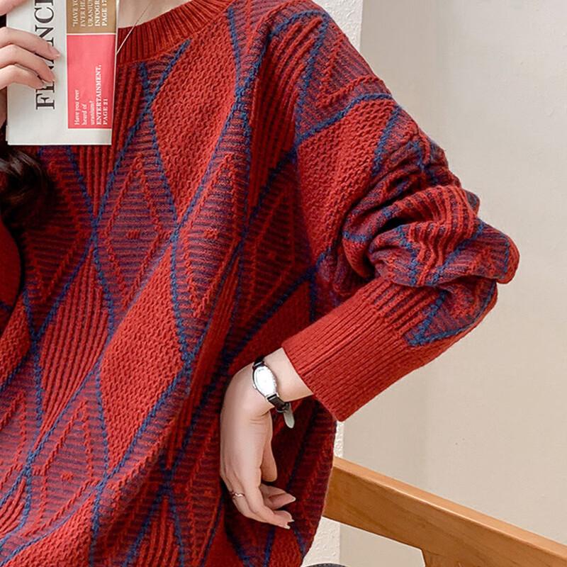 Mocana Women's Long Sleeve Argyle Knit Sweater