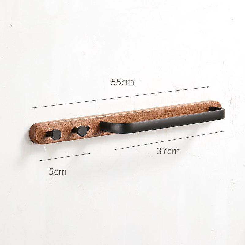 Wooden Towel Rack Bathroom Towel Hanging Bar Wall Mounted Single Pole Towel Rod Bathroom Shelving Towel Hook Bathroom Pendant