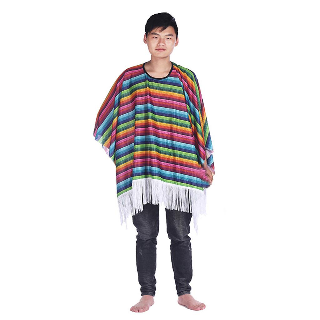 Mexicans Party Outfit for Kids Adult with Poncho Cape Sombrero Hat Sunglasses Maracas and Mustache for Interactive Fun