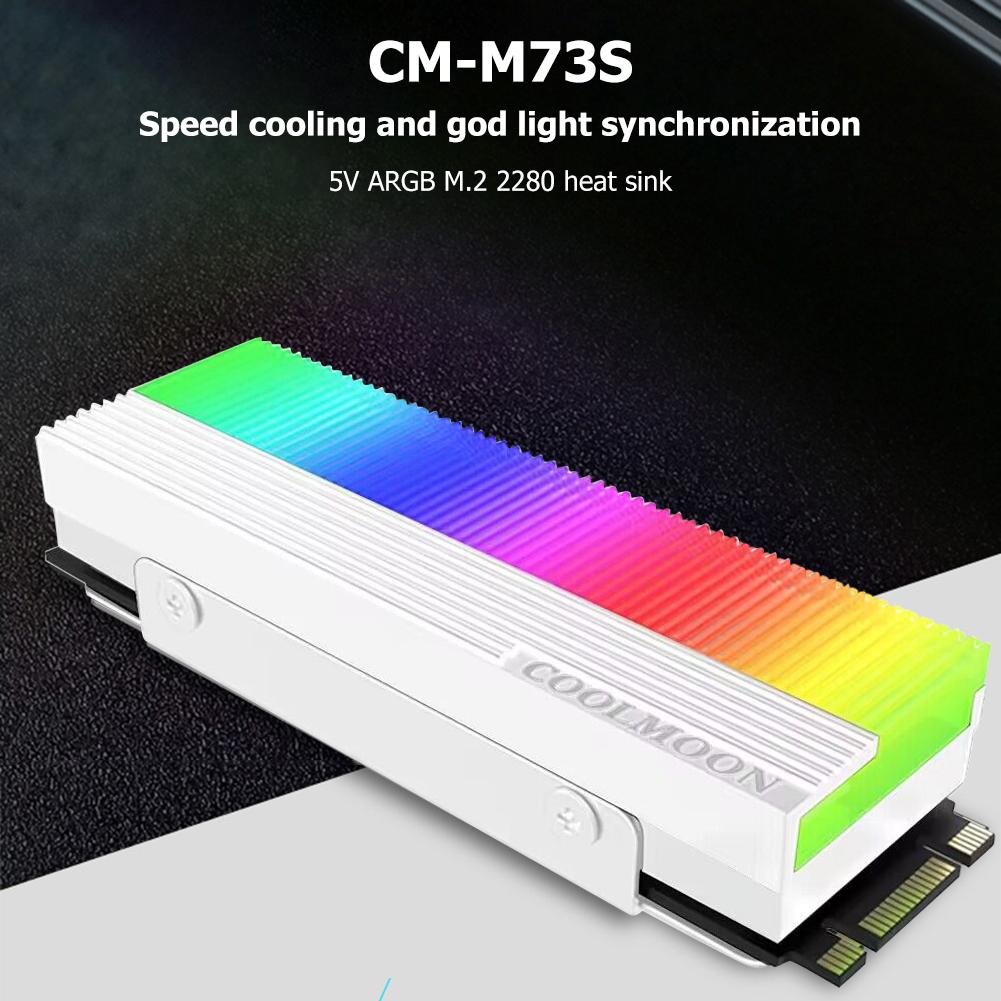 M.2 2280 SSD Heatsink Cooler M.2 SSD Cooling Sink with Thermal Pad 5V 3PIN ARGB M.2 SSD Heatsink Cooler Dual Interface