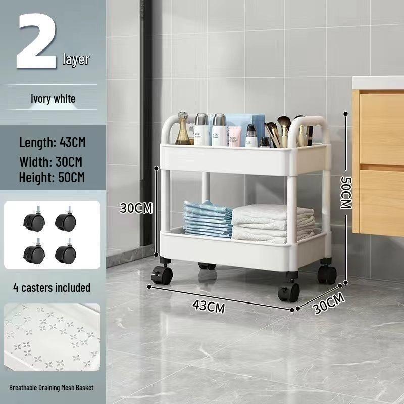 Compact Multi-layer Trolley Storage Rack for Kitchen, Bedroom, and Bathroom
