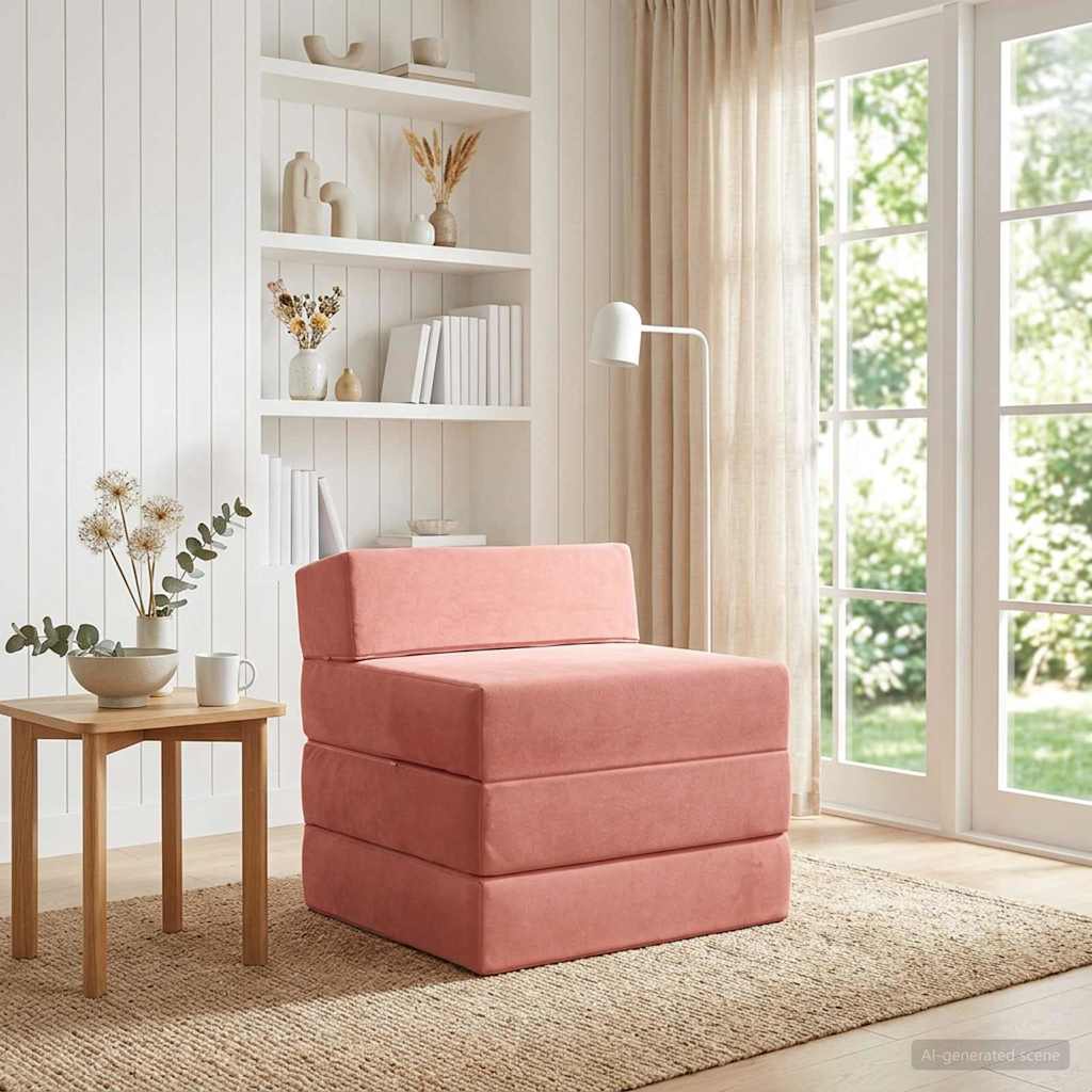 Folding Sofa Bed Pink 200 x 70 x 15 cm Velvet