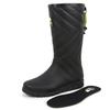 Akiriko MOZ Damen Stepp-Präge-Regenstiefel, Lange Schaftlänge, Wasserdicht, Rutschfeste Sohle, Urethanfutter, Gummistiefel, Schwarz, Größe L