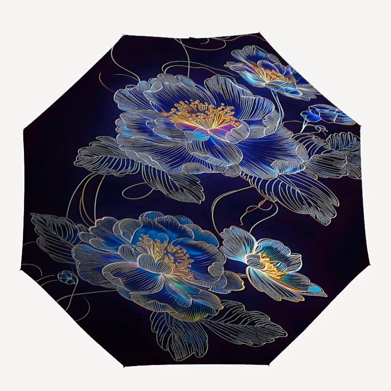 1pc Floral Design Automatic Folding Umbrella - 8-Rib Compact Travel Umbrella Durable & Portable for Outdoor Use, Perfect Gift095