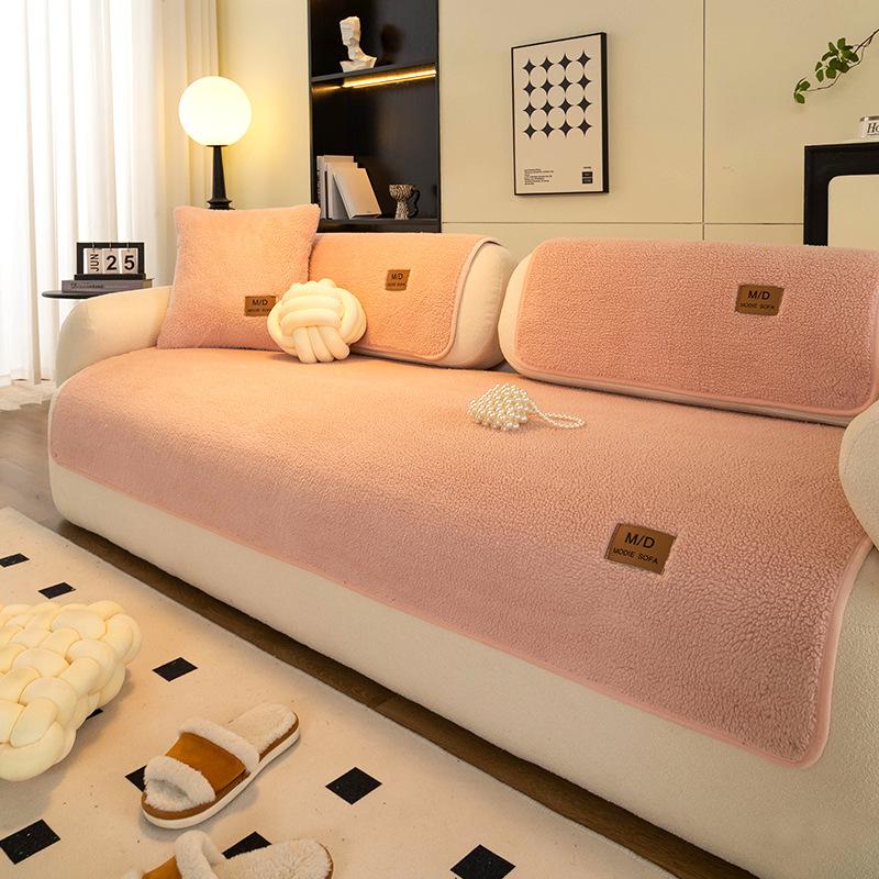 Plush Sofa Cushion Autumn Winter Thick Warm Cushion High-Grade Non-Slip Leather Sofa Special Cover Cover