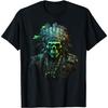 Neon Skull Native American Chief Graphic T-Shirt Men Casual Cotton Short Sleeve Tee