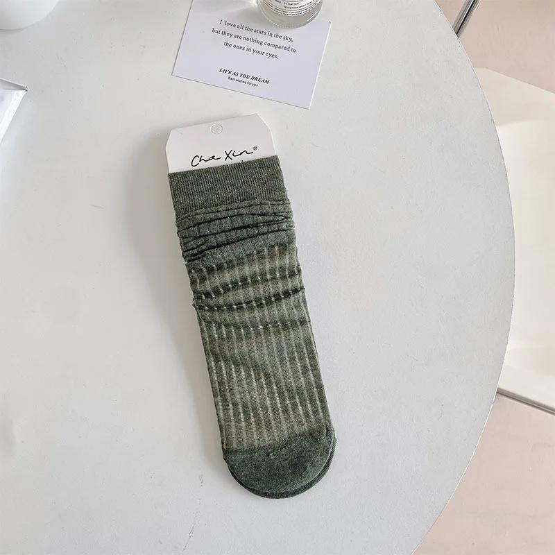 Breathable Summer Thin Women Socks Japanese Fashion School Girls Loose Long Socks Korean Style Solid Color Black White Socks Sox