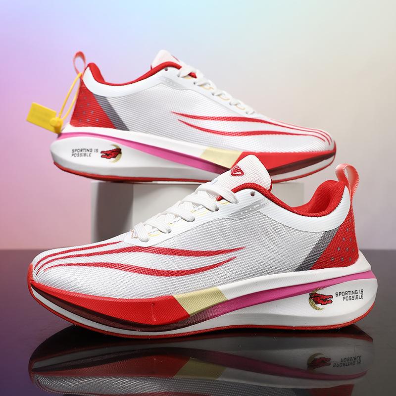 Summer running shoes men's and women's marathon training shoes mesh racing race sprinting sports shoes soft sole shock absorption