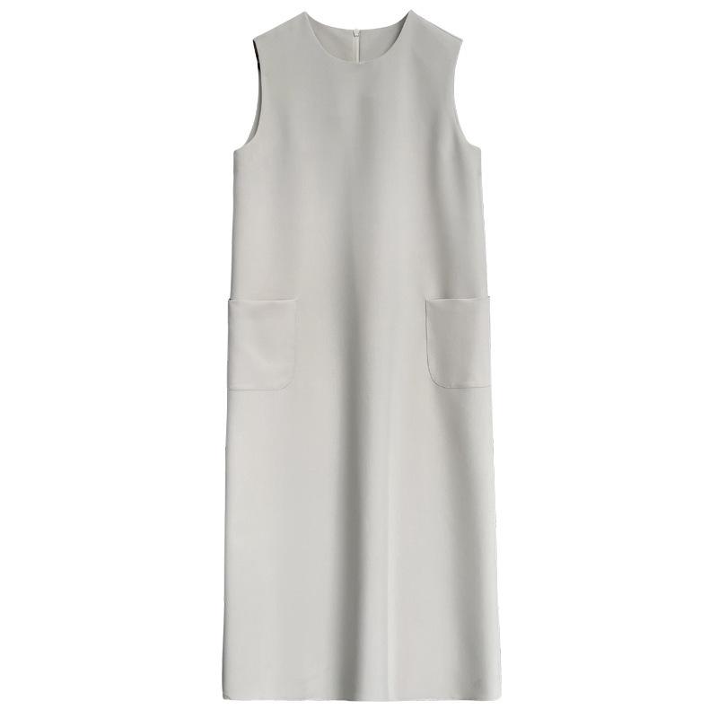 LUXI Commuter Sleeveless Vest Dress - Women's Loose Fit with Round Neck and Drape Straight Skirt, Style 3622.