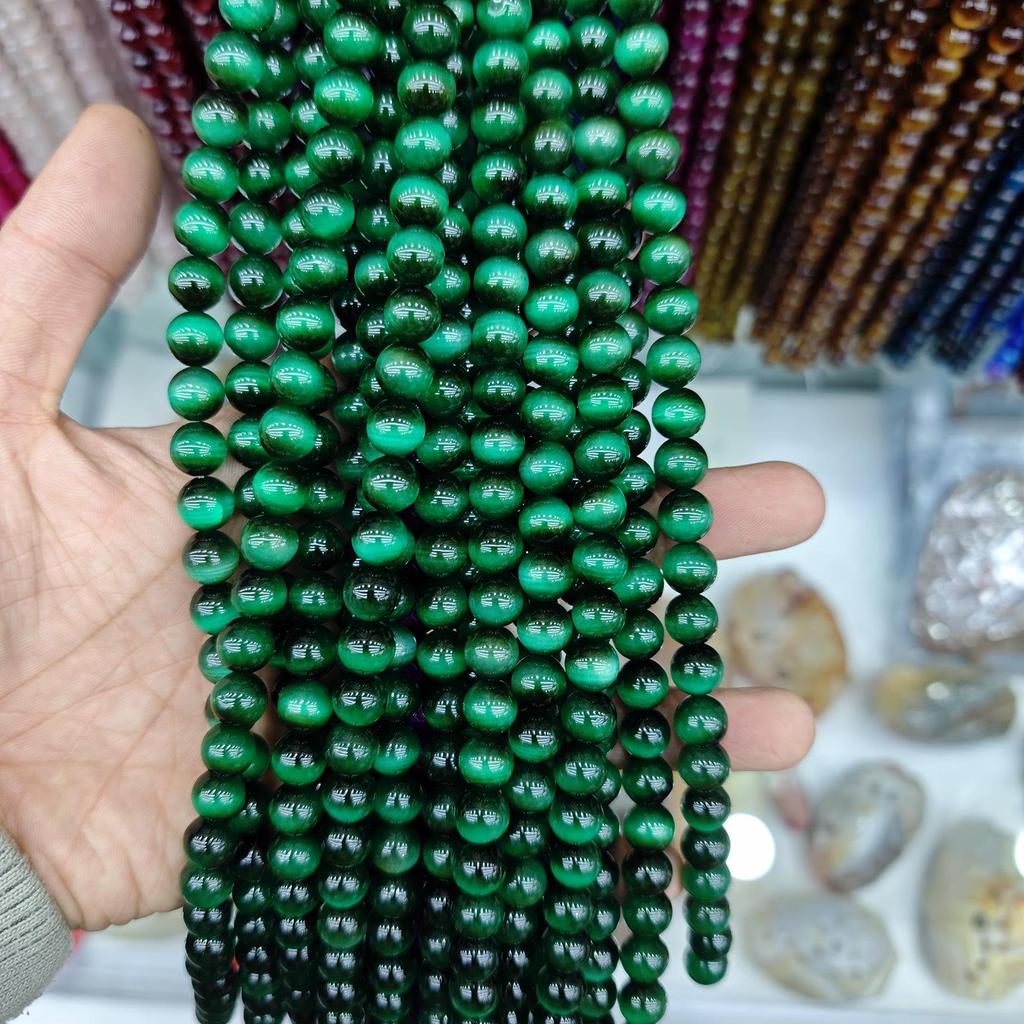 10mm Cat's Eye Stone Beads: Single, Double, Triple Color Options for DIY Jewelry Accessories.