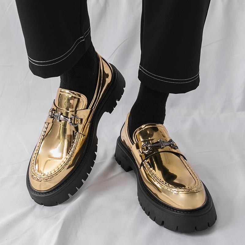 2025 Thick-Soled Height-Boosting Men's Patent Leather Loafers with Chunky Heel