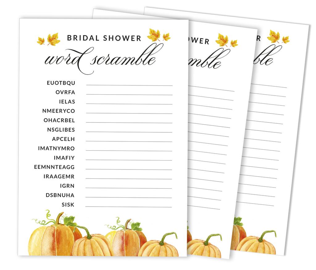 Inkdotpot Bridal Wedding Shower Bachelorette Party Bulk Blank Square Fill In Gift Ideas 50A  Pumpkin Fall In