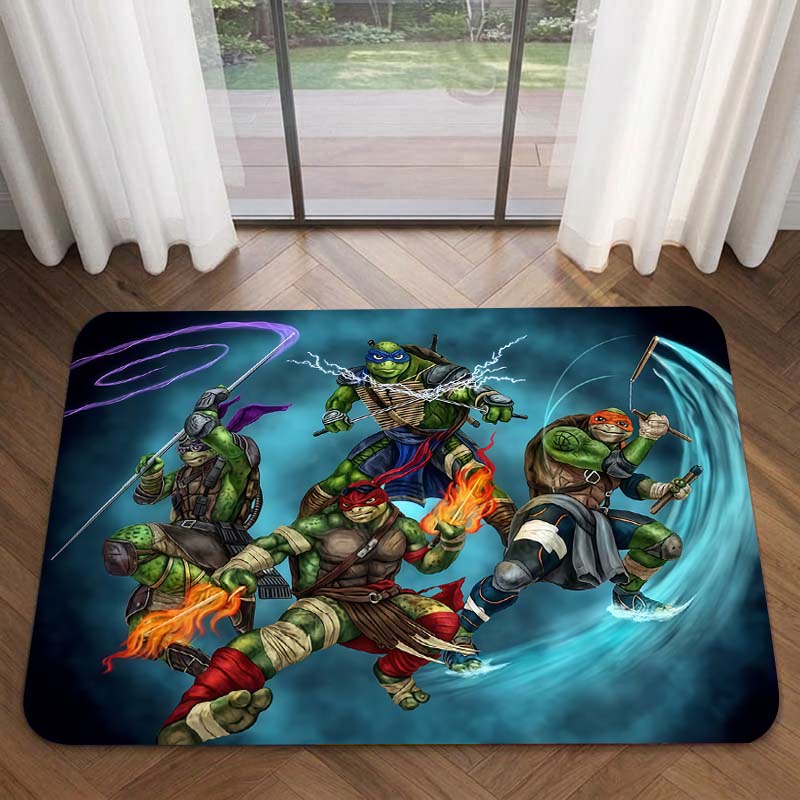 Cartoon Ninja Turtles Print Area Rug Hero Turtle Non Slip Floor Mat Kids Boys Bedroom Entryway Home Decor Doormat