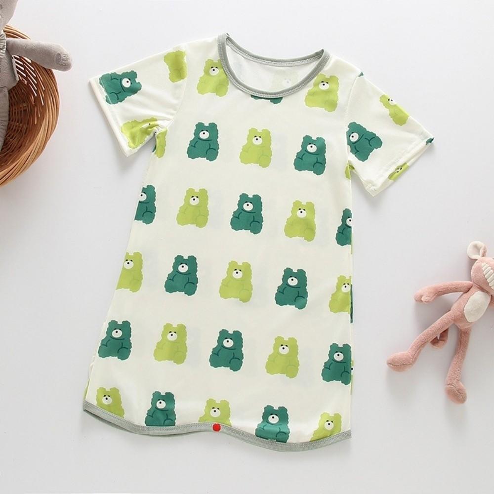 Ice Silk Fabric Baby Sleepwear Thin Anti Kick Clothing New Babysuits Summer 90 зелёный