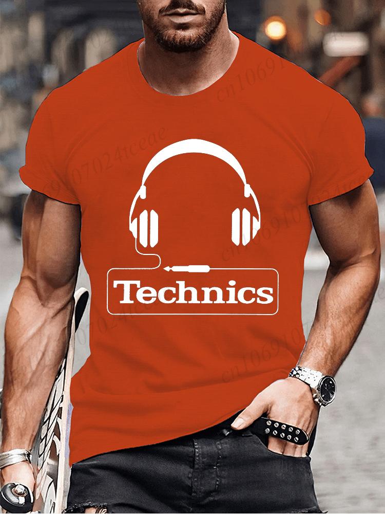 Summer Men's Fashion Tee Clothing Hip Hop Technics Headphone Graphic Tee Shirt Men Casual Streetwear Funny Printed Tops T-shirt