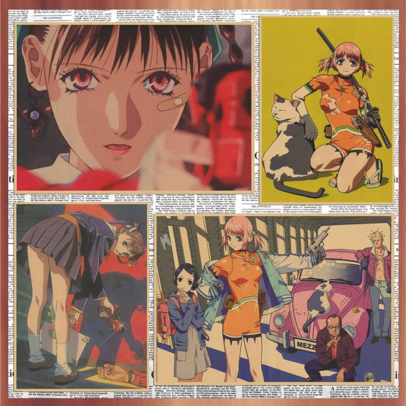 Großes japanisches Anime-Poster - Yoshiyuki Sadamoto Girl Killer Retro Kraft Wandkunst