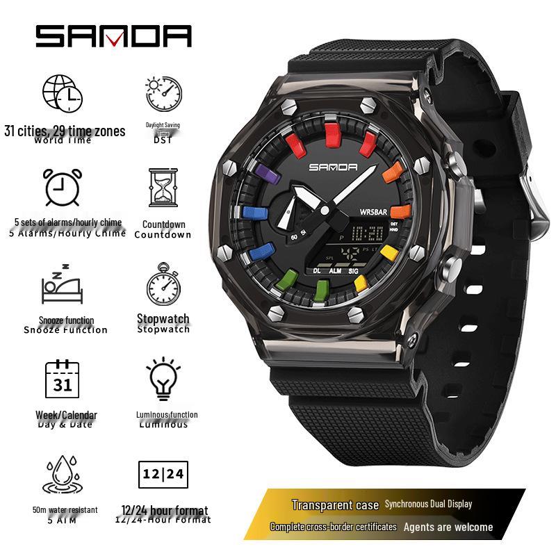 Sanda Teen Sports Sync Watch: Luminous, Waterproof, Alarm Clock