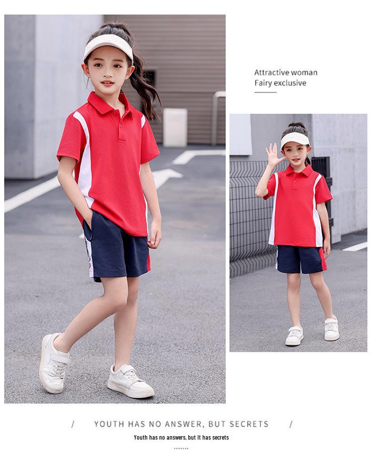 Summer Academy Parent-Child Sportswear Set - Short Sleeve Top & Shorts for Running, Training, Coaching, or Class Uniforms