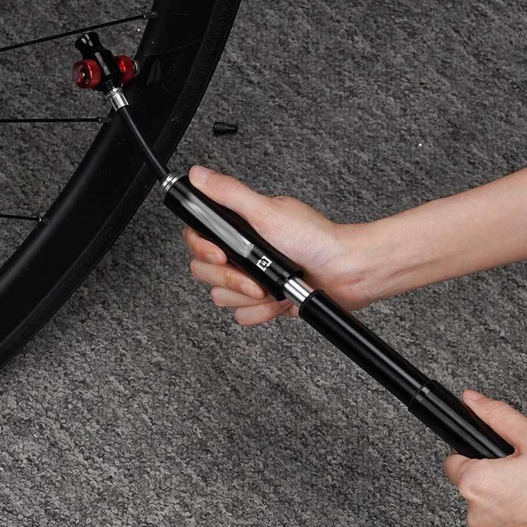 Bike Pump CO2 Inflator Manual Hand Pump 130PSI Aluminum Alloy Portable Tire Pump for Road Mountain Bikes Retractable Hose