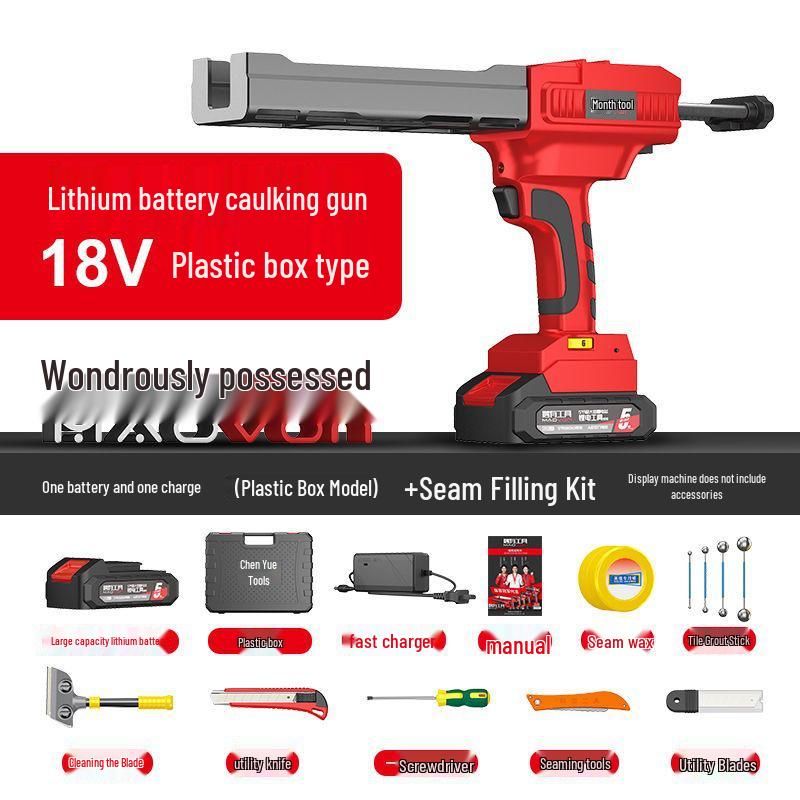 Elektryczny pistolet do fugowania z podwójną tubą i zestaw do czyszczenia płytek