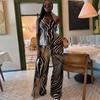 Women's Clothing 2026 Summer New Fashion V-Neck Tie Ruffle Tank Top Printed Wide-Leg Pants Set