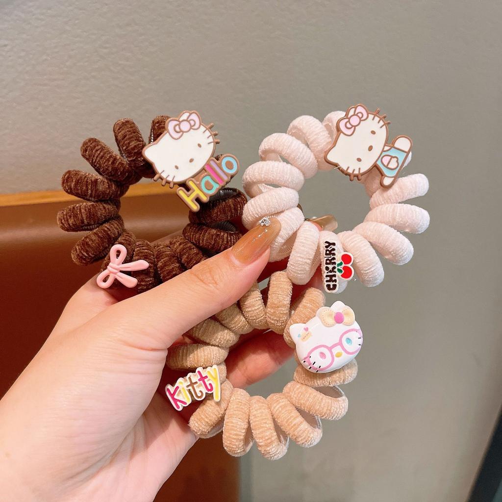 Cute Four-Leaf Clover Lucky Kitten Hair Band Funny Cartoon Expression Cat Hair Rope Girl Ball Head Versatile Headrope