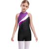 Kinder Mädchen Ärmelloses Gymnastik Trikot Ballett Tanz Biketard mit Shorts Haarband Set Dancewear Badeanzug Bademode